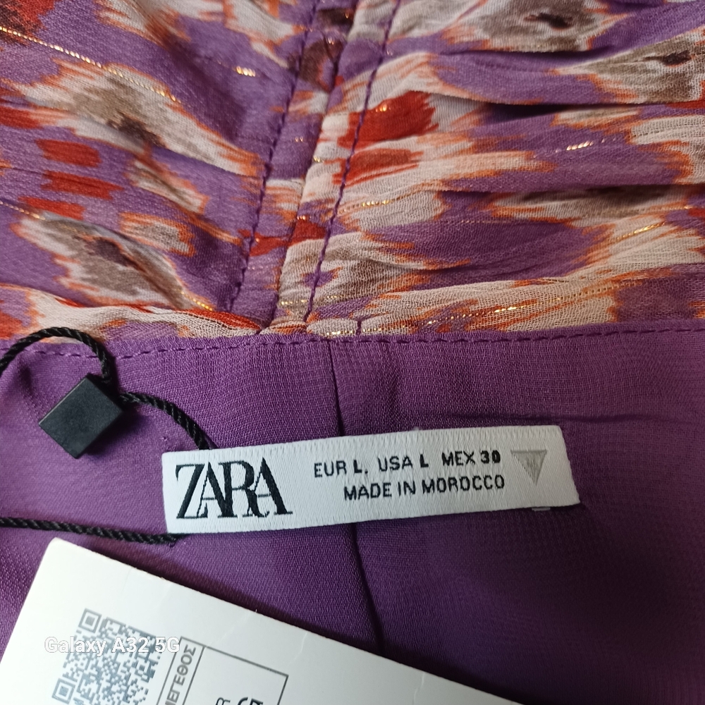 Zara New Women Size L  Purple Patterned Mini Dress - Picture 12 of 16